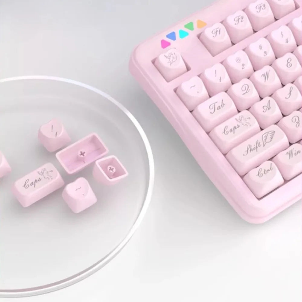 For R102 Pink Mechanical Keyboard  Custom Wireless Hotswap Tri Mode 98/102 Love Keycap Cute Bluetooth 2.4g girl Gaming Keyboard