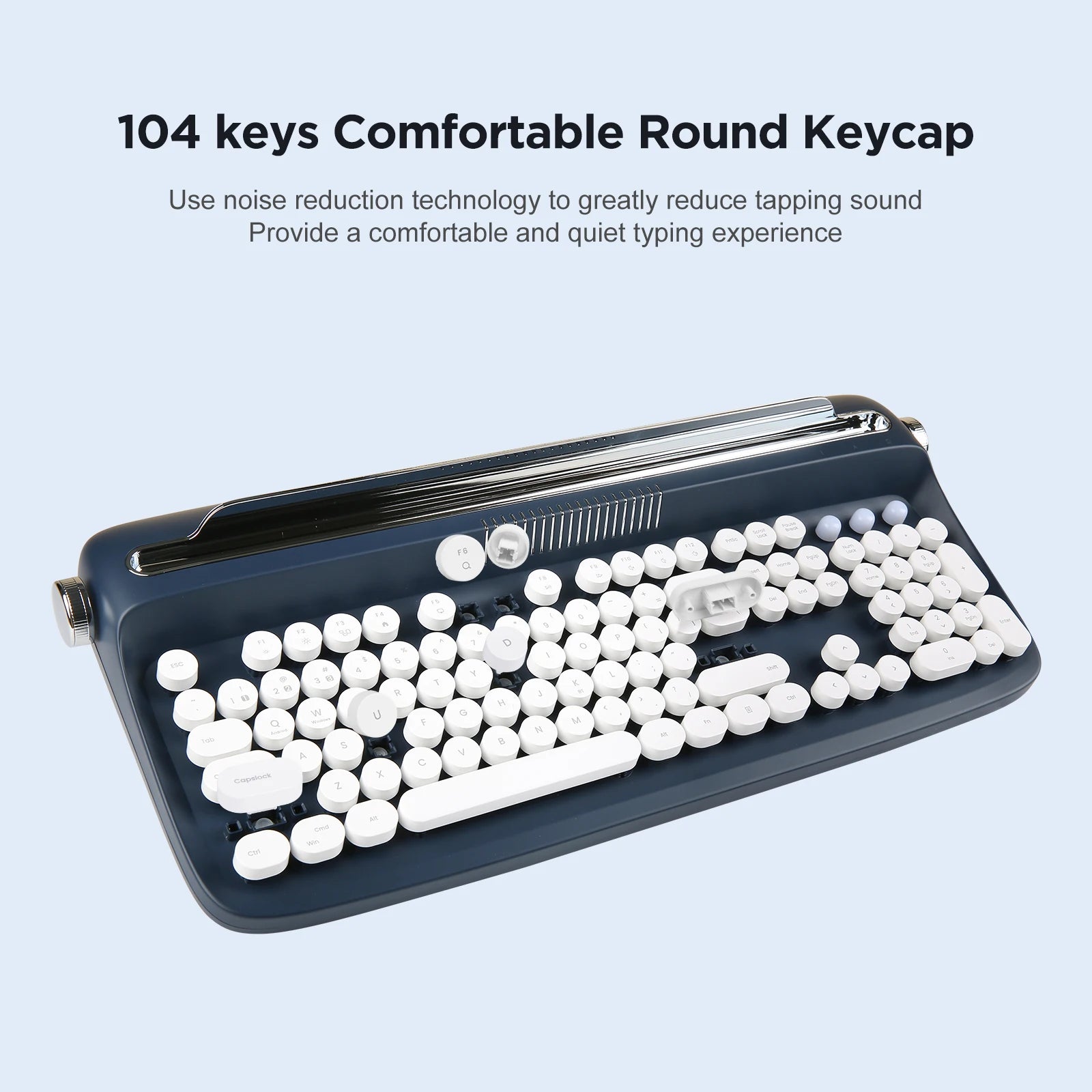 YUNZII ACTTO B503 Wireless Keyboard, Bluetooth Retro Typewriter Aesthetic Membrane Keyboards, Integrated Stand for Multi-Device