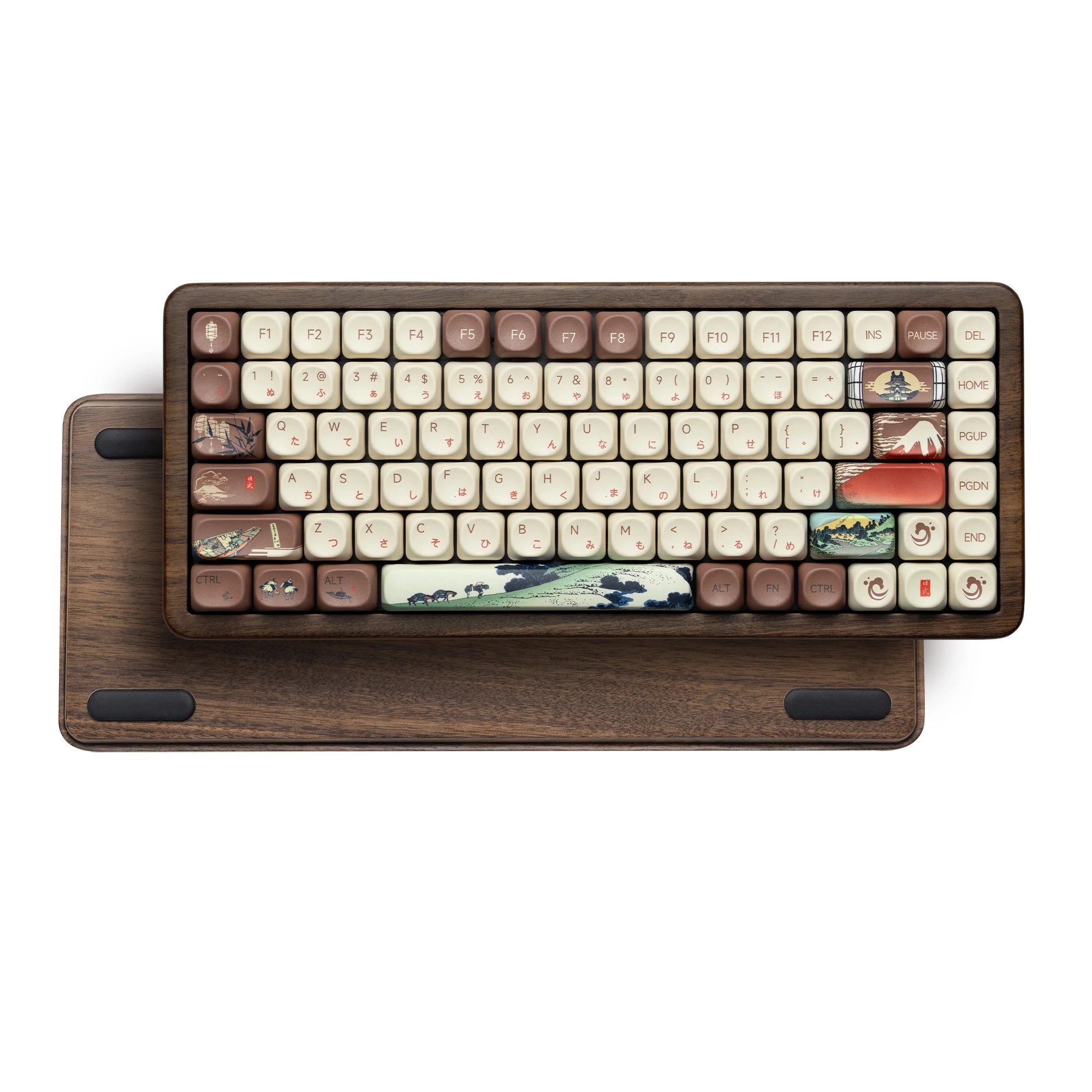 Womier WD75 V2 Fuji Mountain Theme 75% Keyboard with QMK/VIA Wood Gaming Keyboard Tri-Mode Wireless Mechanical RGB Hot Swap