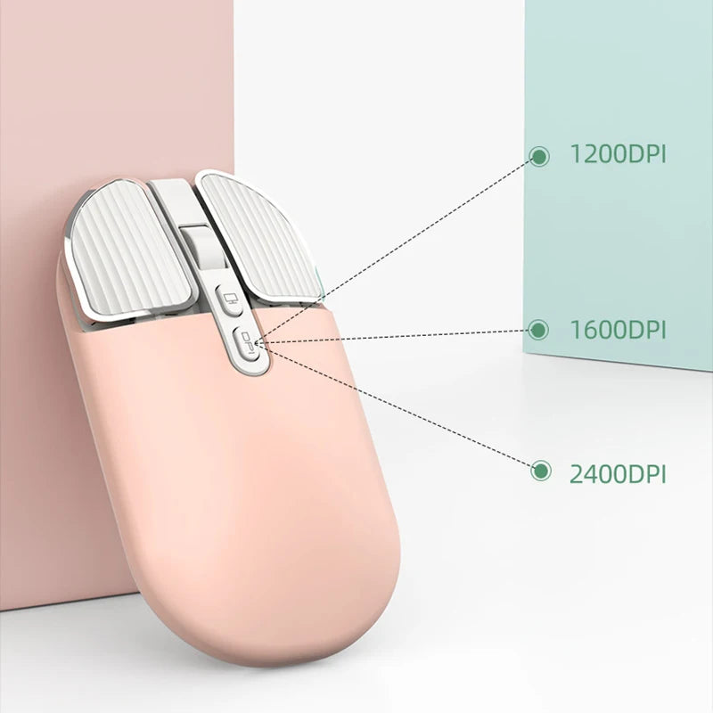 Mini Mouse 2.4G Wireless Bluetooth-compatible Cute Mute Mouse for Macbook Rechargeable Mouse for PC Laptop Office Gaming Mice