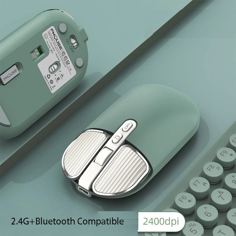 Mini Mouse 2.4G Wireless Bluetooth-compatible Cute Mute Mouse for Macbook Rechargeable Mouse for PC Laptop Office Gaming Mice