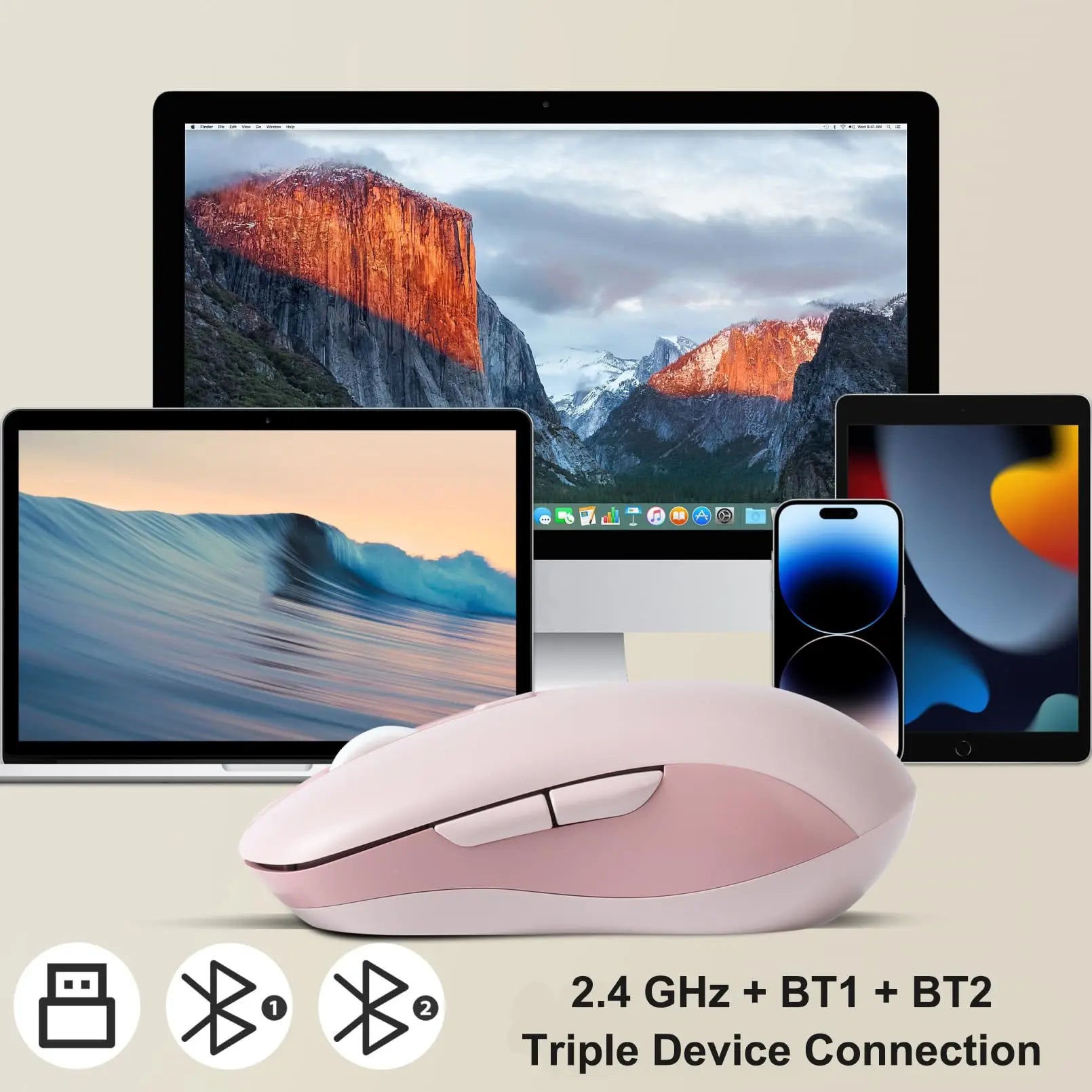 Dual Mode Wireless Mouse Type-C Rechargeable Bluetooth+USB Mause Portable Optical Silent Mice for Laptop PC Desktop Ipad