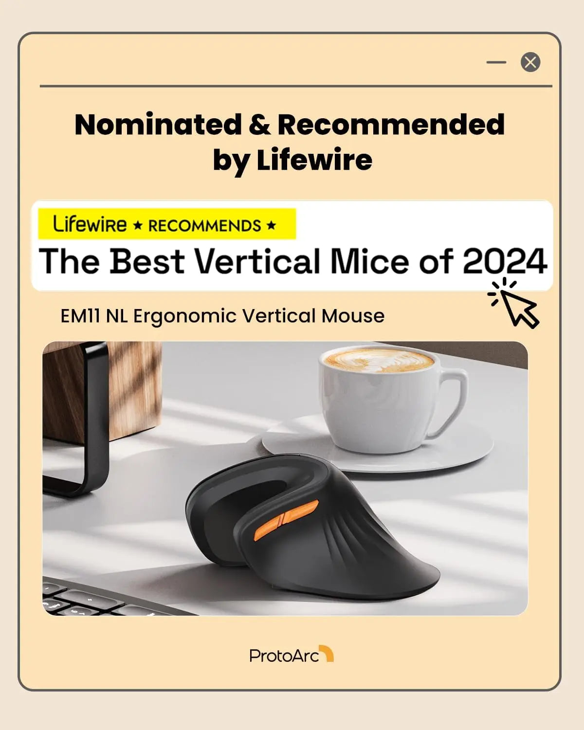 ProtoArc Ergonomic Mouse EM11 NL BT Rechargeable Wireless Vertical Mouse 3 Multi-Device 2.4GHz Optical Mice  for Computer