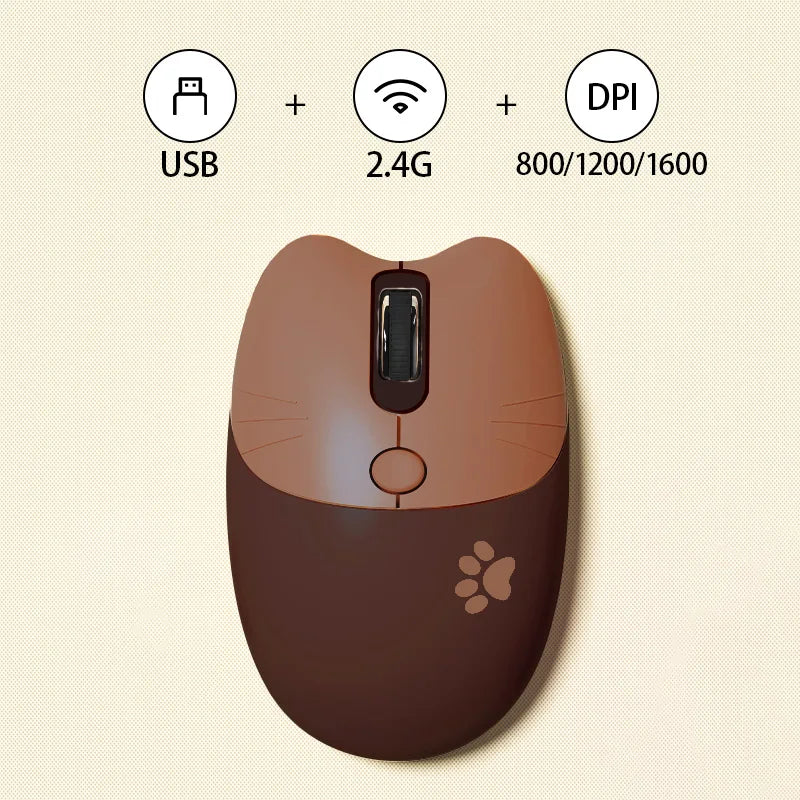 Mofii Cute Cat 2.4G Wireless Mouse, USB Receiver Plug and Play, 3 Adjustable DPI, Compatible with Laptop,PC, Computer