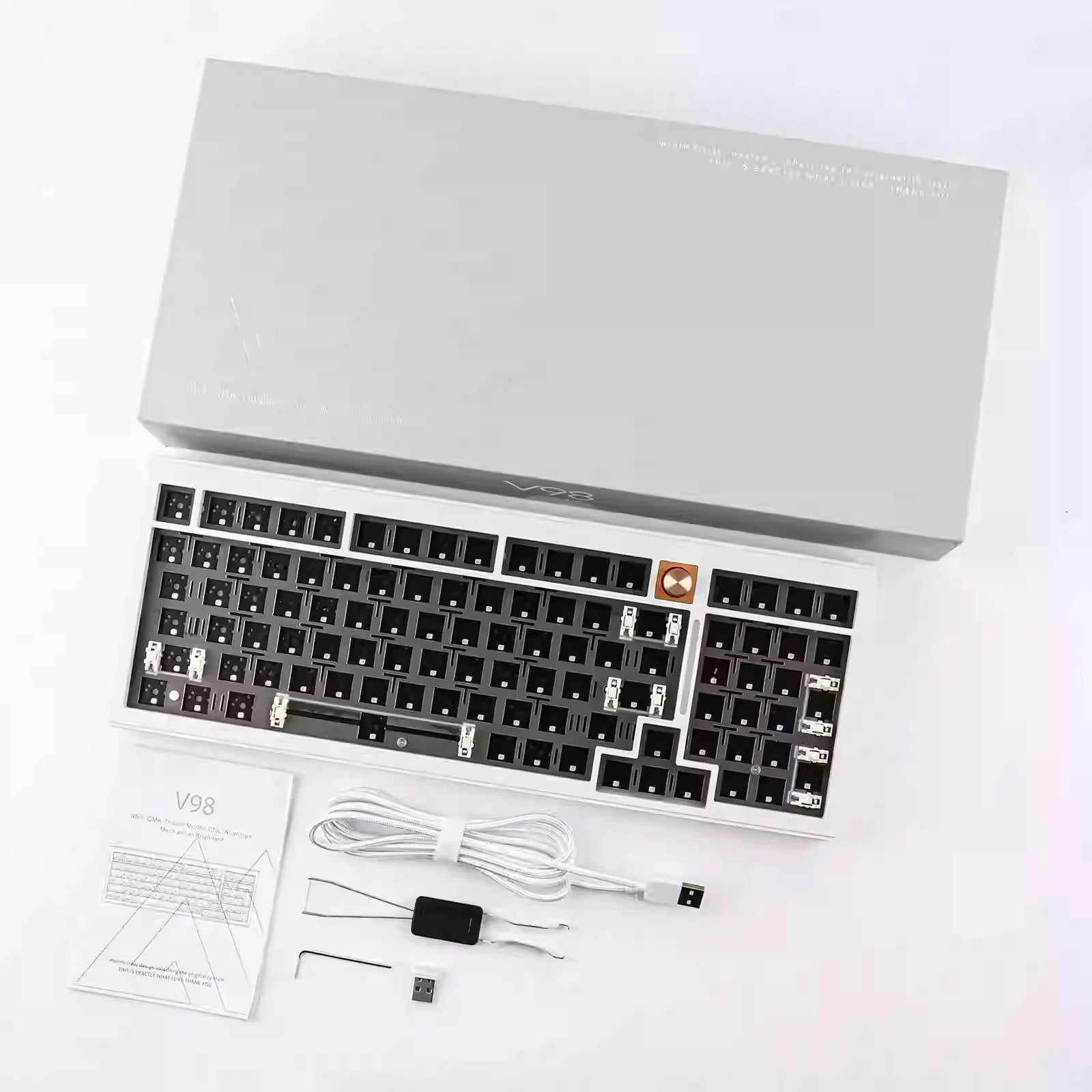 V98 QMK Keyboard Kit Custom RGB Bluetooth Wireless Three Mode Hot Swap 4000mAh for Ergonomic E-sports Gaming Mechanical Keyboard