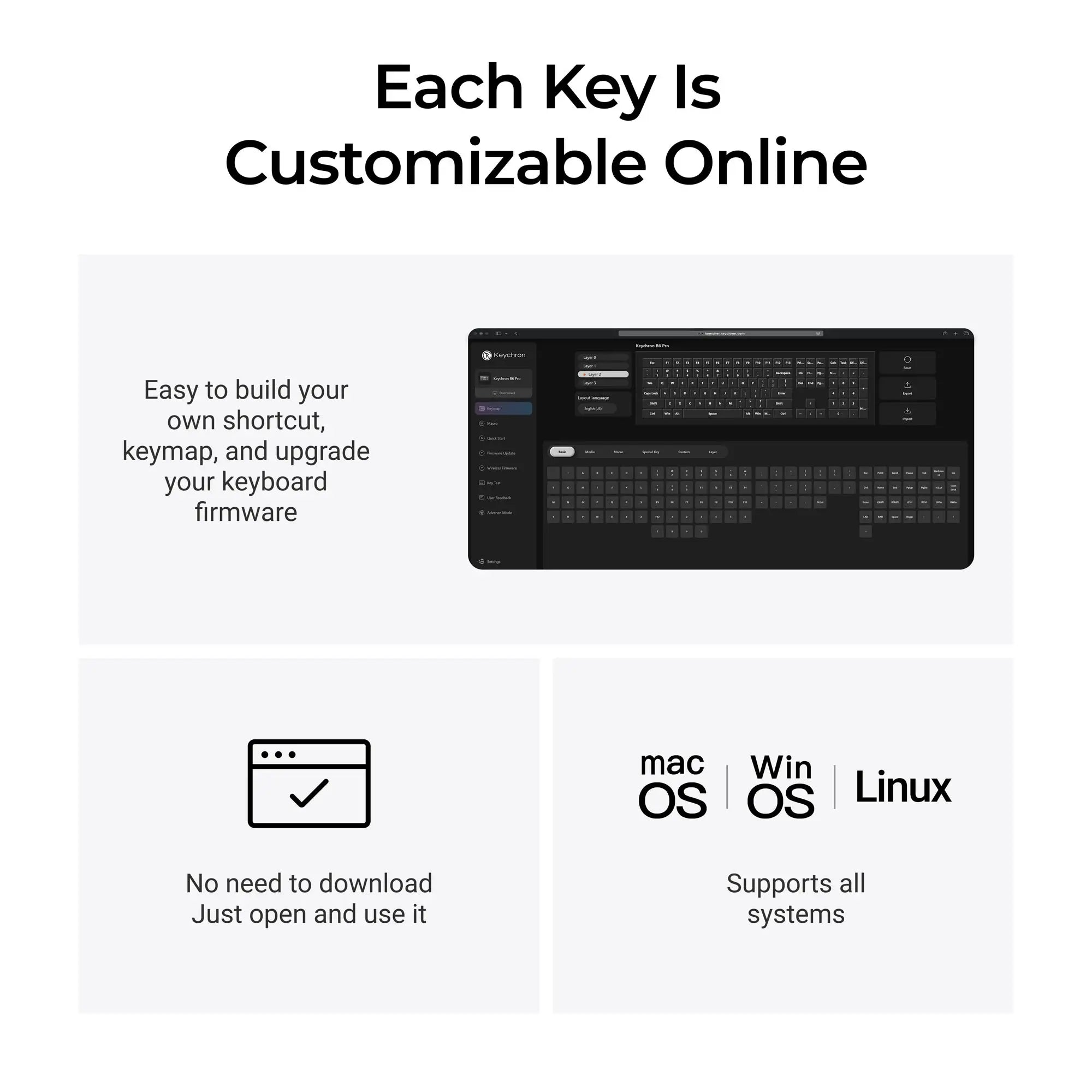 Keychron B6 Pro ZMK Ultra-Slim Wireless Keyboard Full Size Portable Lightweight 2.4GHz & Bluetooth Connections