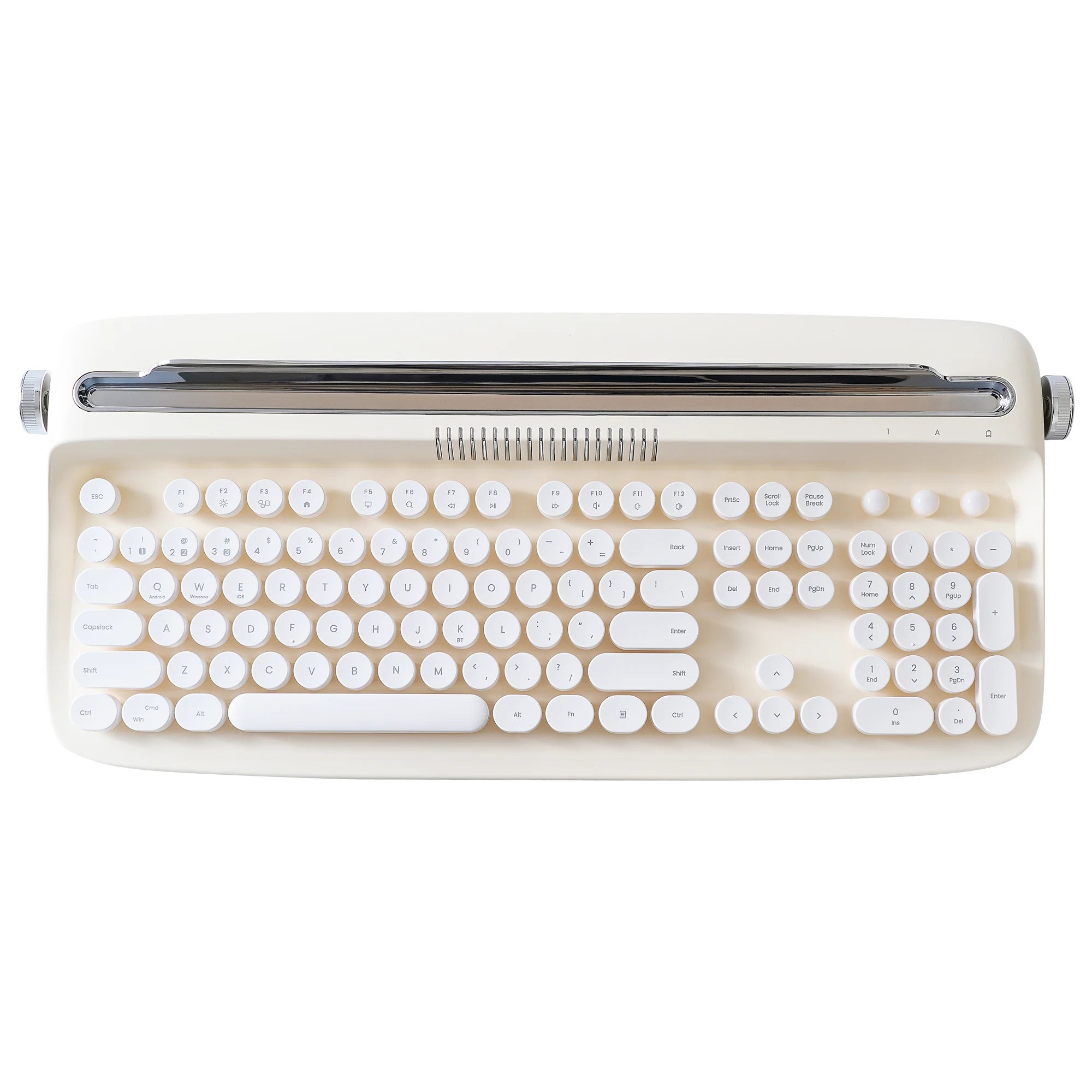 YUNZII ACTTO B503 Wireless Keyboard, Bluetooth Retro Typewriter Aesthetic Membrane Keyboards, Integrated Stand for Multi-Device